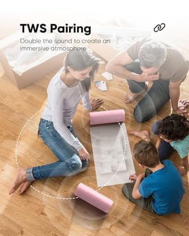 Bluetooth Speaker with HD Sound, Portable Wireless, IPX5 Waterproof, Up to 20H Playtime, TWS Pairing, BT5.3, for Home/Party/Outdoor/Beach, Stocking Stuffers, White Elephant Gifts for Adults (Pink) - Image 5
