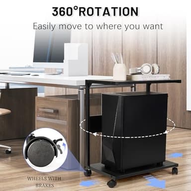 Bfttlity PC Stand Computer Tower Stand 2-Tier Metal CPU Holder with Locking Caster Wheels Suitable for Most PC (Black, L) - Image 3