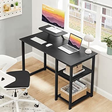GreenForest Computer Desk 39 Inch with Monitor Stand, Office Desk with Adjustable Storage Shelves, Small Gaming Desk for Home Work Writing Study, Black - Image 8