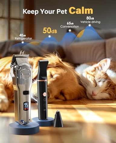 oneisall Dog Grooming Kit for Heavy Thick Hair&Coats/Low Noise Rechargeable Cordless Waterproof Dog Clippers for Grooming Animals&Pets/Pet Shaver with Stainless Steel Blade and Paw Trimmer - Image 5