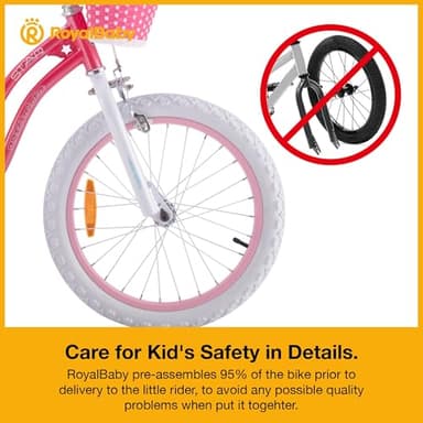 RoyalBaby Stargirl Kids Bike 16 Inch Girls Bicycle for Children with Training Wheels, Kickstand & Basket, Rose Pink - Image 7