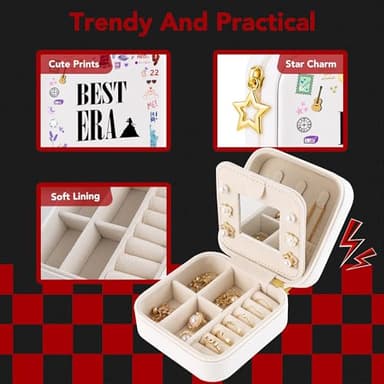 Trinchic Travel Jewelry Case, Small Jewelry Box with Friendship Bracelet, Taylor Merch Gift for Girls Daughter Sister Friends, Graduation Birthday Gift, Eras - Image 3