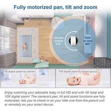 VTech RM7764-2HD Smart WiFi 2 Camera BabyMonitor, 360° Pan&Tilt, 10X Zoom, 7” HD Display & NightVision, Soothing Sounds, 2-Way Talk, Temperature & Motion Detection - Image 4