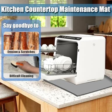 Dishwasher Drain Pan Mat, Portable Dishwasher Silicone Mat with Raised Edge, Small Dishwashers Drip Pan Dishwashers Tray for Leaks, Non-Slip Waterproof Protector Pad, 23.6''x23.6'' - Image 4