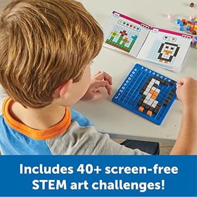 Learning Resources STEM Explorers Pixel Art Challenge - Math Puzzles, Pattern Blocks, Sensory Bin, Arts and Crafts, Math Manipulatives, Building Toys, Montessori - Image 3