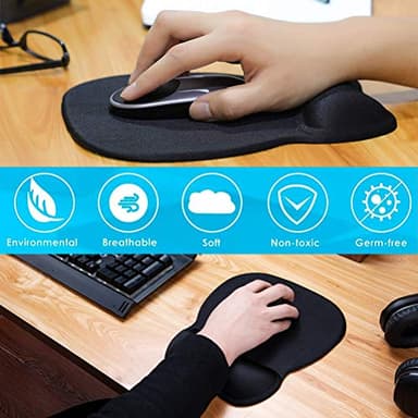 MROCO Ergonomic Mouse Pad with Gel Wrist Rest, Comfortable Mousepad with Smooth Wrist Support Surface and Non-Slip PU Base for Pain Relief, Computer, Laptop, Office & Home, 9.4 x 8.1 in, Black Color - Image 8