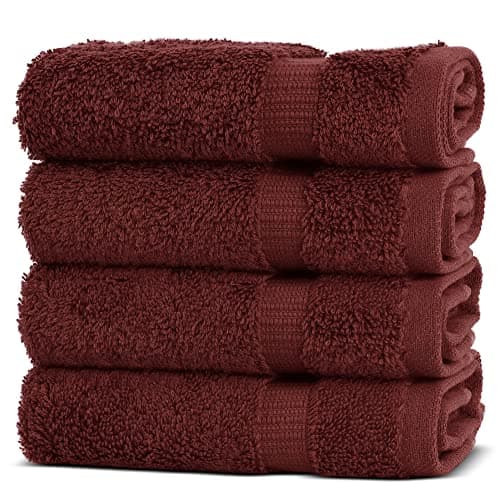 Chakir Turkish Linens | Hotel & Spa Quality 100% Cotton Premium Turkish Towels | Soft & Absorbent (4-Piece Washcloths, Cranberry) - Image 1