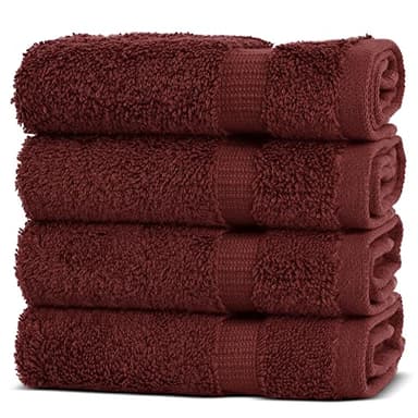 Chakir Turkish Linens | Hotel & Spa Quality 100% Cotton Premium Turkish Towels | Soft & Absorbent (4-Piece Washcloths, Cranberry) - Image 1