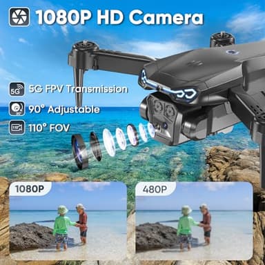 X-shop Foldable Drone with 1080P HD Camera for Beginners & Adults, FPV Live Video, One Key Start, Altitude Hold, 3D Flips, Gesture Selfie, 3 Speed Modes, 2 Batteries - Image 2