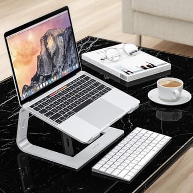 OMOTON Laptop Stand, Detachable Laptop Mount, Aluminum Laptop Holder Stand for Desk, Compatible with MacBook Air/Pro, Dell, HP, Lenovo and All Laptops (11-16 inch), Silver - Image 8