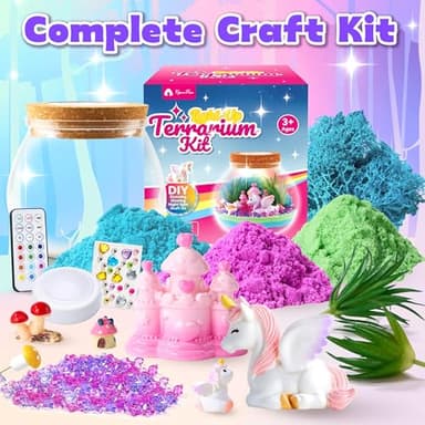 VigorFun Unicorn Terrarium Kit for Kids - Creative LED Night Light Gifts for Girls Birthday Age 3+, DIY Arts & Crafts Light Up Kit, Unicorn Toys for Kids 4 5 6 7 8 9 10 Year Old - Image 2