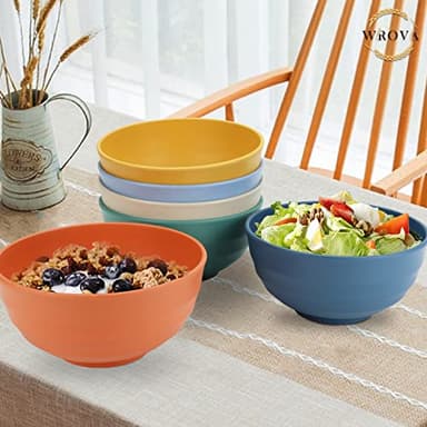Wheat Straw Bowls Set 60 OZ Unbreakable Large Cereal Set of 6 - Microwave and Dishwasher Safe, Big for Camping and Party - BPA Free Soup Bowl for Serving Oatmeal and Salad - 6 Colors - Image 7