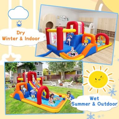 Hongcoral Inflatable Bounce House Obstacle Course with Wet or Dry Slide, Ball Pool, Climbing Wall, Boxing Ball, Small Climb&Slide – Backyard & Indoor Bouncy Castle for Kids 3-8 - Image 4