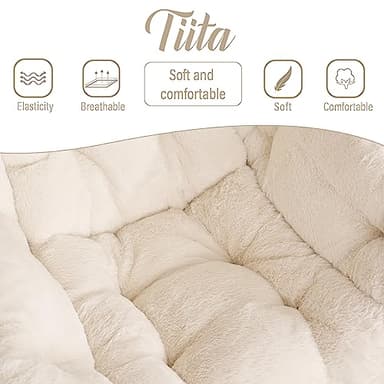 Tiita Lazy Chair with Ottoman, Modern Large Accent Lounge Armchair, Comfy Leisure Sofa Reading Chair with Footrest for Bedroom, Living Room, Dorm Rooms, Garden and Courtyard, Plush Beige - Image 9