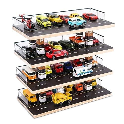 Saichotoy Display Case Compatible with Hot Wheels & Matchbox, 1/64 Scale Diecast Toy Car Storage, Parking Garage Diorama - Freestanding Storage with 4 Levels 24 Spots Maximum 40 Cars - Image 1