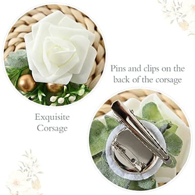 YALLET Toddler Baby Boy Clothes Suit Gentleman Wedding Outfits, Formal Dress Shirt+Bowtie+Vest+Boutonniere+Suspender Pants(V Green, 4-5T) - Image 4