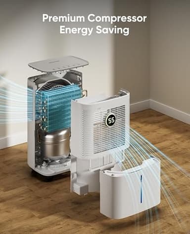 Dravonic 34 Pint Dehumidifiers for Home, Basement, Bedroom, Bathroom, 2500 Sq.ft Dehumidifier with Drain Hose, Smart Humidity Control & Display, 3 Operation Modes, 24H Timer, Child Lock (White) - Image 8