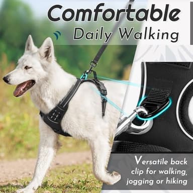 Eagloo Dog Harness for Large Dogs, No Pull Service Vest with Reflective Strips and Control Handle, Adjustable and Comfortable for Walking, No Choke Pet Harness with 2 Metal Rings, Black, L - Image 3