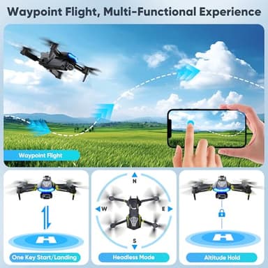 Flymevac Drone with Camera, Dual 720HD, Drone for Kids with Cool Lights, Cestures Control, Vertical Shooting, Waypoint Flight, Gravity Control, 3D Flip, 3-Speeds, Drones for Adults, Beginners, Kids - Image 4