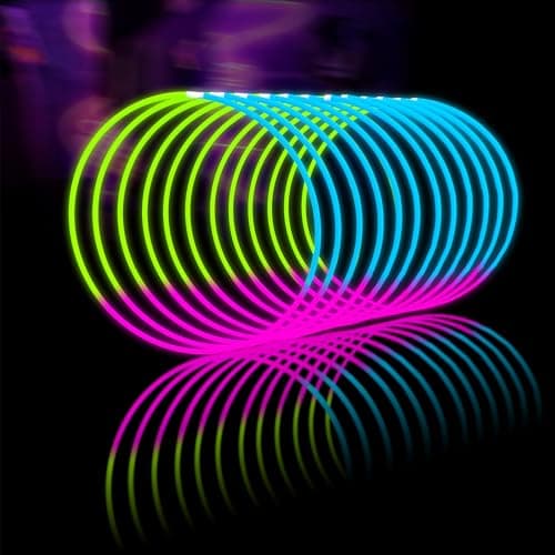 Glow Fever Glow Sticks Bulk 100ct 22'' Glow Necklaces with Connectors, Neon Light Sticks for Party Festivals Raves Concert Birthday Wedding, Tricolor - Image 1