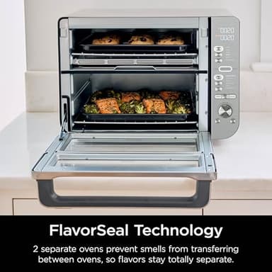 Ninja Countertop Oven Double Stack XL & Air Fryer with Pro Cook System, 12-in-1, Flexdoor, FlavorSeal, SMART FINISH with DualZone Technology, Air Fryer, Bake, Broil, Reheat, Stainless Steel, DCT651 - Image 11