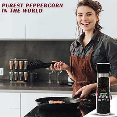 Himalayan Chef Organic Black Pepper Refillable Glass Grinders, 6.40 ounces - Image 6