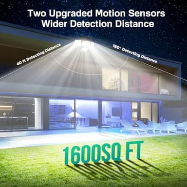 LYWALT Solar Outdoor Lights - 3000LM 188 LED Motion Sensor Outdoor Lights, 4 Heads Security Light,IP65 Waterproof, Easy Install,270°Wide Angle Flood Wall Light with 3 Modes for Backyard Yard (2 Pack) - Image 4