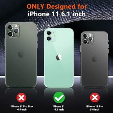 KaiMai for iPhone 11 Case with Explosion-Proof Film[2 Pack],3 in 1 Shockproof TPU Hard PC Bumper Drop-Proof Shell for iPhone 11,Black - Image 2