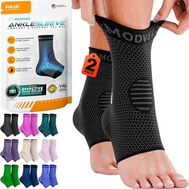 Modvel Foot & Ankle Brace Socks for Sprained Ankle Compression Sleeve - Plantar Fasciitis Relief Brace, Foot Support for pain Women & Men - Tendonitis & Arthritis Feet Sleeve, Stabilizing Ankles Wrap - Image 1