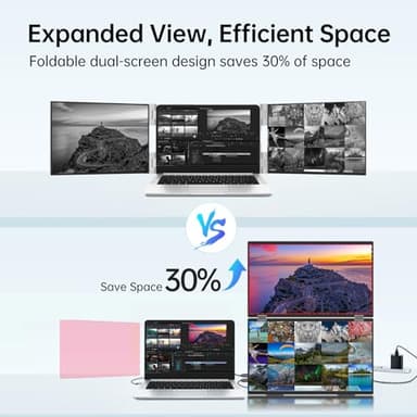 InnoView 18.5" 100Hz Dual Portable Monitor Built-in Speakers 115% sRGB 315°Adjustable Dual Stacked Folding Monitor (Wins/Mac) 1080P Laptop Screen Extender for Laptop(No Driver Needed) - Image 2
