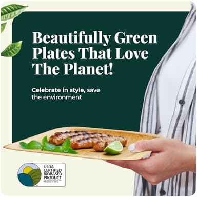 KoalaLove Palm Leaf Plates Bamboo Plates Disposable Square 8 inch 100 Bulk Party Pack Elegant Sturdy Design Better Than Paper and Plastic (KoalaLove-PLP-8IN-100-Plates) - Image 6