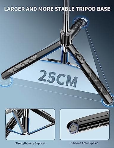 71" Phone Tripod & Selfie Stick, All in One Extendable Cell Phone Tripod with Wireless Remote, Tripods Stand for iPhone & Travel Selfie Stick 360° Rotation Compatible with iPhone Android, Camera - Image 3