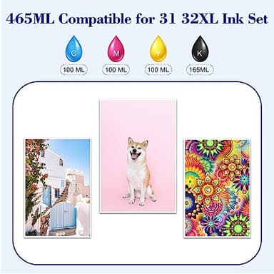 Pristar Compatible with HP 31 32XL Ink Bottle Set Compatible with HP Smart Tank 7301 7001 7602 5000 6001 5101 5102 5103 Plus 651 551 455 457 450 All-in-One Printer (165 ML 32XL Black Ink 100 ML 31 CMY - Image 5