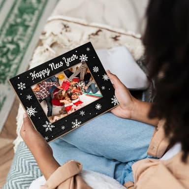 BCUANGD New Year Picture Frames - Family Christams Photo Frame, Happy New Year Decorations, Christmas Birthday New Year Gifts for Women Men Friends Coworker 5x7 Picture Frame - Image 3
