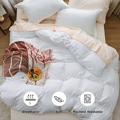 Bedsure White Duvet Cover Queen Size - 3 Pieces Prewashed Extra Soft Bedding Set, Includes 1 Duvet Cover 90x90 Inches with Zipper Closure & 2 Pillow Shams, Comforter Not Included - Image 8