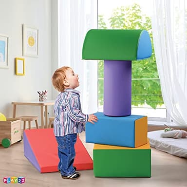 Play22 Soft Climbing Toys for Toddlers Indoor - 5 PC Baby Foam Climbing Blocks, PU Leather Gym Climb and Crawl Play Set Waterproof and Easy to Clean - Image 6