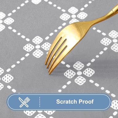 misaya Rectangle Vinyl Table Cloth, Elastic Fitted Tablecloth with Flannel Backing, Waterproof Plastic Table Cover Fits 5 Foot Folding Tables for Camping, Indoor and Outdoor (Light Grey, 30" x 60") - Image 4