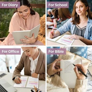 Lined Spiral Journal Notebook for Women, A5 College Ruled Journals for Writing, Hardcover Notebooks for Work, Note taking and Office School Supplies,140 Pages - Purple - Image 9