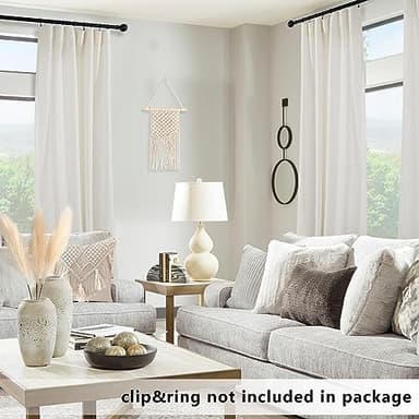 KOUFALL 90 Inch Curtains,Farmhouse Country Light Filtering Semi Sheer Linen Curtains 90 Inches Long 2 Panels Set for Living Room Bedroom,Cream Ivory Off White - Image 4