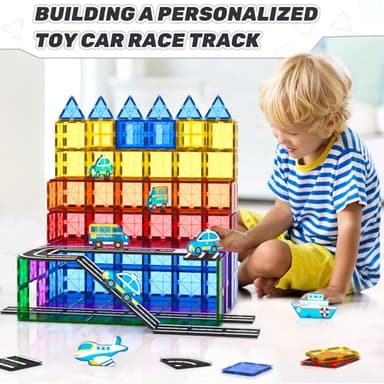 IGIVI Magnetic Tiles Road Set, Magnetic Building Blocks for Toddlers, STEM Construction Toys for Kids Ages 3+, Gifts Toys for Boys & Girls - 38 PCS - Image 4