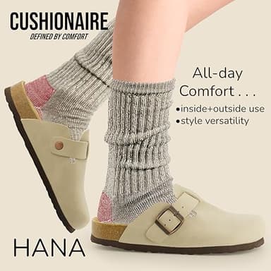 CUSHIONAIRE Hana Womens Clogs | Comfortable Vegan Suede Clogs for Women | Slip On Potato Shoes with Cork Footbed & Arch Support| STONE 8 - Image 7
