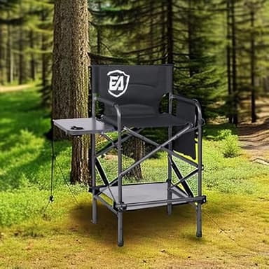 EVER ADVANCED 30.7" Seat Height Directors Chair for Makeup Artist with Side Table Easy Get in Out for Elderly Tall Camping Chair Supports 350lbs Black - Image 6