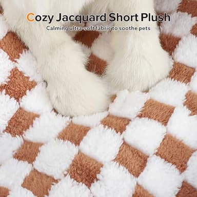 JOEJOY Dog Bed for Large Medium Small Dogs - Rectangle Orthopedic Dog Sofa Bed, Cute Modern Puppy Bed with Jacquard Shaggy Plush & Anti Slip Bottom, 35x25x10inches, Brown - Image 3