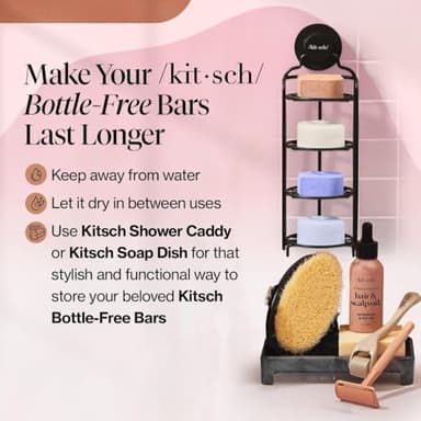 Kitsch Castor Oil Shampoo & Shea Butter Conditioner Bar – Shampoo and Conditioner Set - Hydrating & Moisturizing Bar Soap - Free of Paraben, Silicone, Sulfate - Made in USA - 2pc Set - Image 8