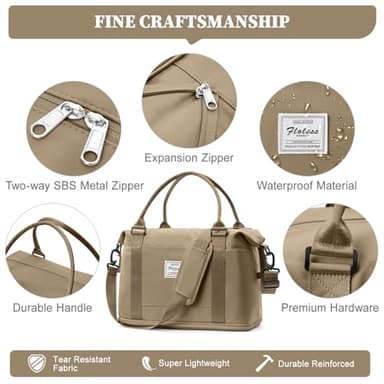 Weekender Bags for Women,Personal Item Travel Bag,Overnight Travel Duffel Bag with Expandable Shoes Compartment & Wet Pocket - Image 6