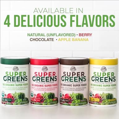 COUNTRY FARMS Super Greens Natural Flavor, 50 Organic Super Foods, USDA Organic Drink Mix, Fruits, Vegetables, Super Greens, Mushrooms & Probiotics, Supports Energy, 20 Servings, 10.6 Oz - Image 8