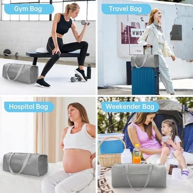 Toddler Airplane Bed Travel Bag 2 in 1, Portable Kids Plane Seat Extender, Baby Flight Essentials Footrest Flyaway Must Have for Infant, Carry On Duffel Bags for Women Gym Hospital Weekender(Grey) - Image 5