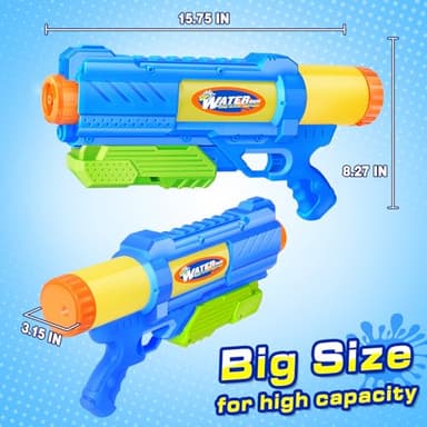 Super Water Gun for Kids Adults: 1200cc Super Water Gun Soaker 2 Pack Squirt Blasters with Impressive Range - Ideal Toys for Boys Girls Summer Outdoor Swimming Pool Beach Sand Water Fighting Fun - Image 2