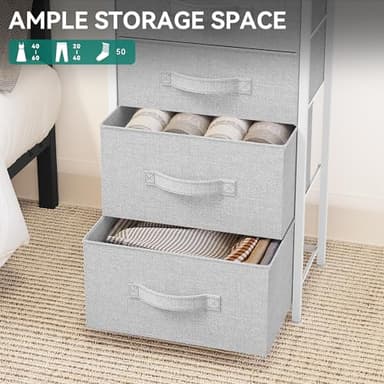 YITAHOME 5 Drawers Dresser, Vertical Fabric Storage Tower Organizer Unit for Living Room, Hallway - Sturdy Steel Frame, Wooden Top & Easy Pull Fabric Bins - Image 7