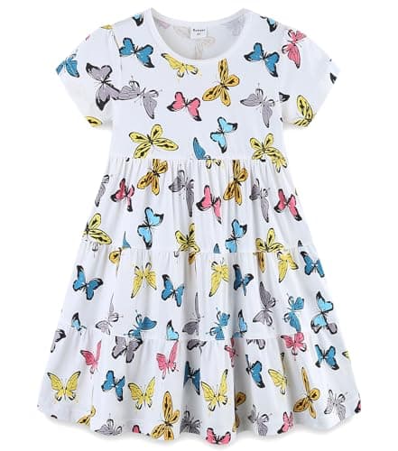 Baby Toddler Girls' Dresses Spring Easter Cotton Swing Tiered Casual Twirly Playwear Sundress Clothes Clothing Outfits with Pockets Butterfly 2t - Image 1